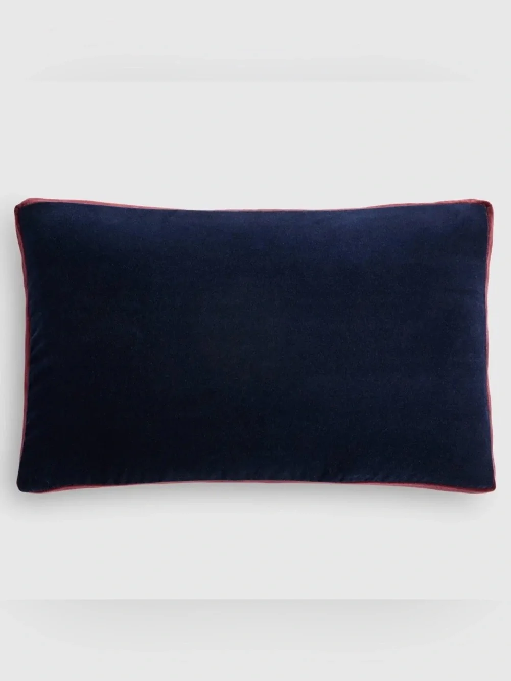NWT Quince Contrast Velvet Edge Pillow Cover, 12 X 20 (Navy/Bordeaux)